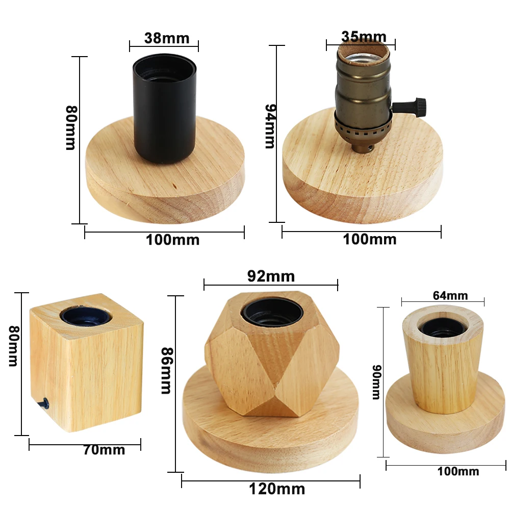 Retro Vintage Table Lamp Wood E27 Night Light 85-265V For Bedroom Bedside Desk Lamp Floor Decor Multiple shapes