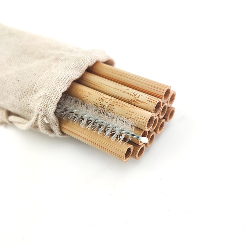 Reusable Bamboo Straws and Straw Brush (10 pcs)