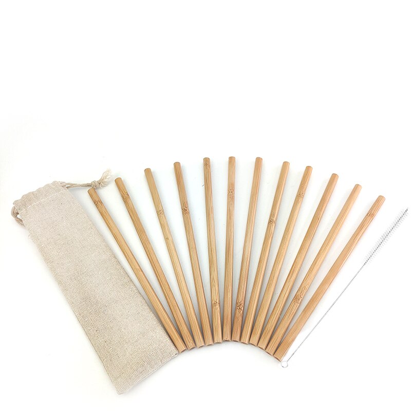 Reusable Bamboo Straws and Straw Brush (10 pcs)
