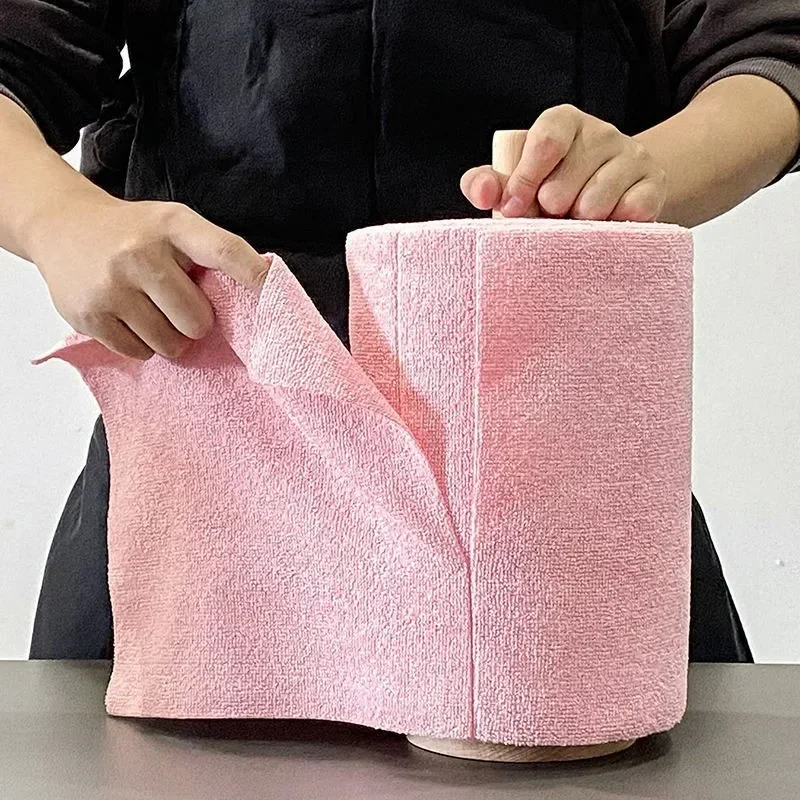 Reusable Cleaning Wipe Household Kitchen Cloth Microfiber Towel Rolls Dish Rags Wash Paper Towel Replacement 1 Roll of