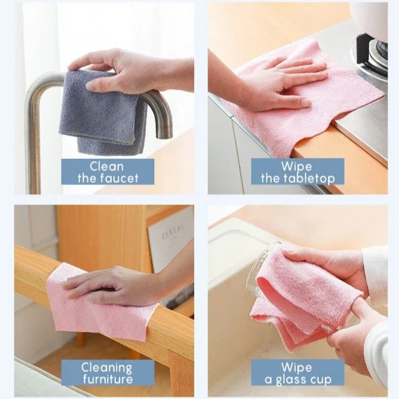 Reusable Cleaning Wipe Household Kitchen Cloth Microfiber Towel Rolls Dish Rags Wash Paper Towel Replacement 1 Roll of