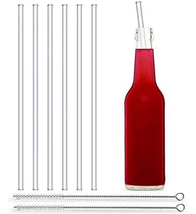 Reusable Clear Glass Straws Set (6 Pcs) Reusable Clear Glass Straws Set (6 Pcs)