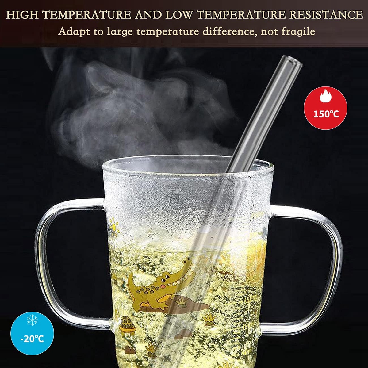 Reusable Clear Glass Straws Set (6 Pcs) Reusable Clear Glass Straws Set (6 Pcs)