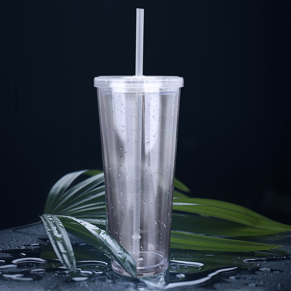 Reusable Clear Tumbler with Straw
