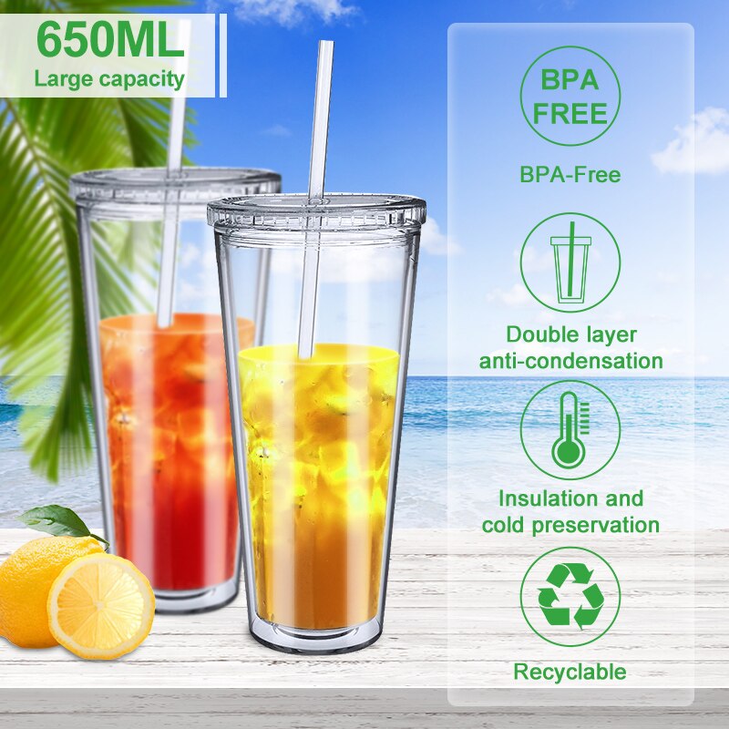 Reusable Clear Tumbler with Straw Reusable Clear Tumbler with Straw