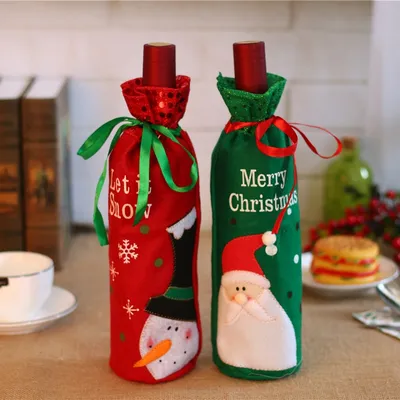 Reusable Cloth Christmas Wine Gift Bag