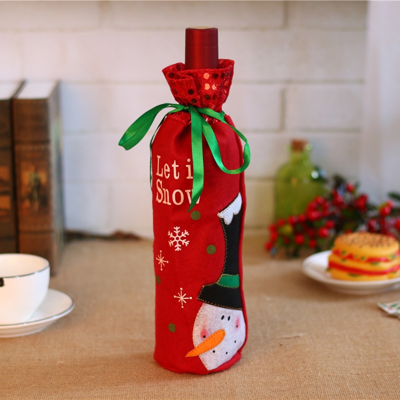 Reusable Cloth Christmas Wine Gift Bag
