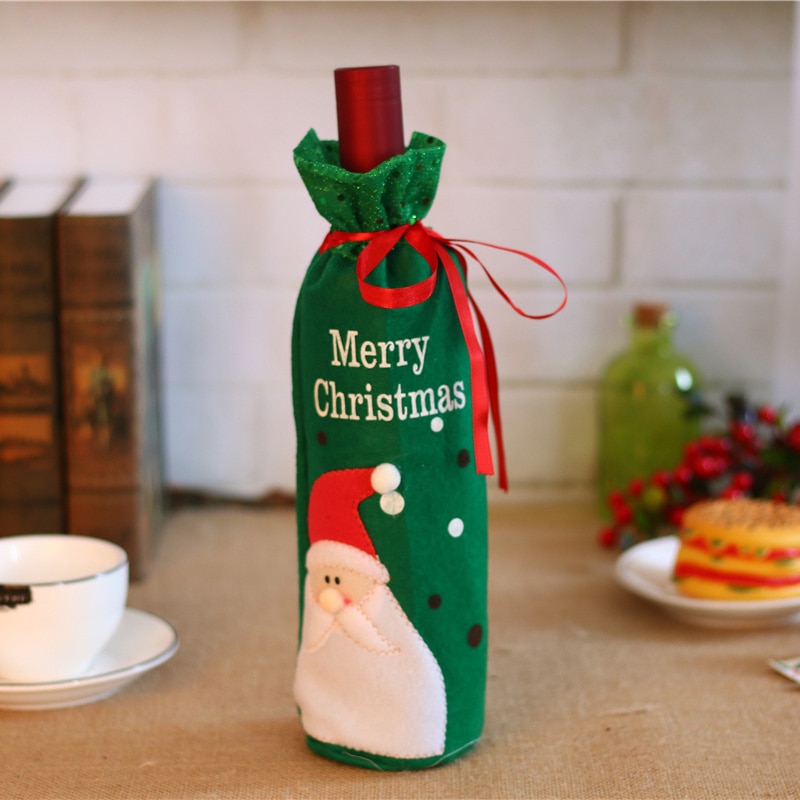 Reusable Cloth Christmas Wine Gift Bag