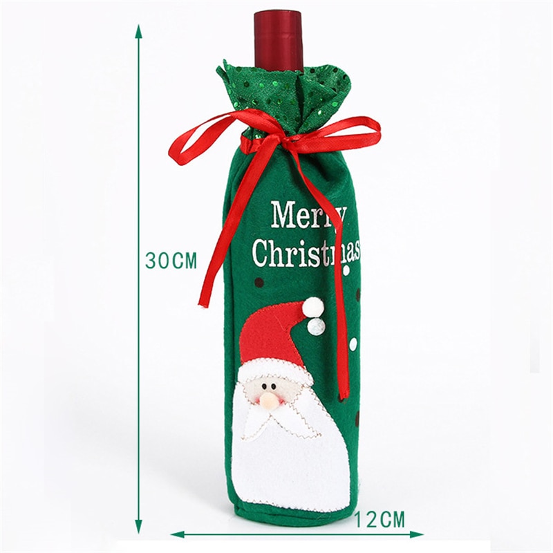 Reusable Cloth Christmas Wine Gift Bag