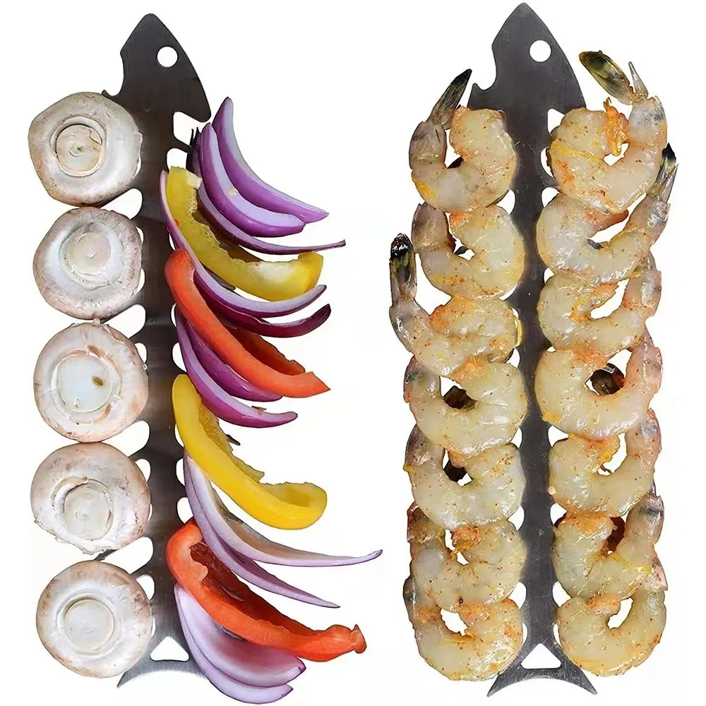 Reusable Roaster Fork Metal Fishbone Shape Barbecue Skewer Roasting Skewers for Camping Grilling Skewers Campfire BBQ Reusable Roaster Fork Metal Fishbone Shape Barbecue Skewer Roasting Skewers for Camping Grilling Skewers Campfire BBQ