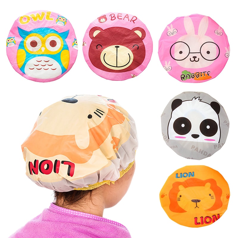 Reusable Shower Cap Hair Cover with Cartoon Design Reusable Shower Cap Hair Cover with Cartoon Design