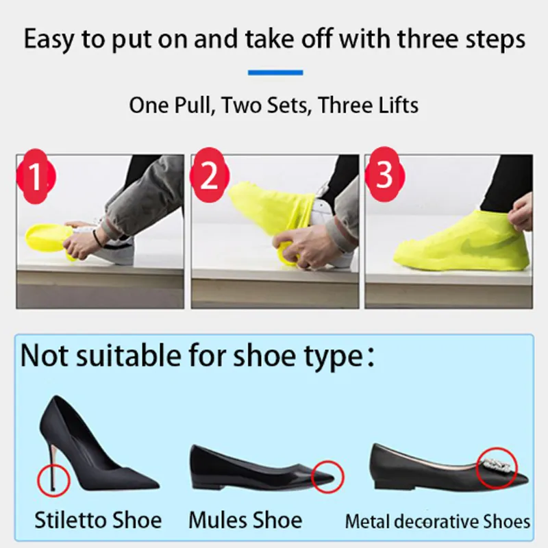 Reusable Silicone Shoe Covers Waterproof Rain Outdoor Rain Boot Overshoes Walking Shoes Accessories Reusable Shoe Cover Reusable Silicone Shoe Covers Waterproof Rain Outdoor Rain Boot Overshoes Walking Shoes Accessories Reusable Shoe Cover