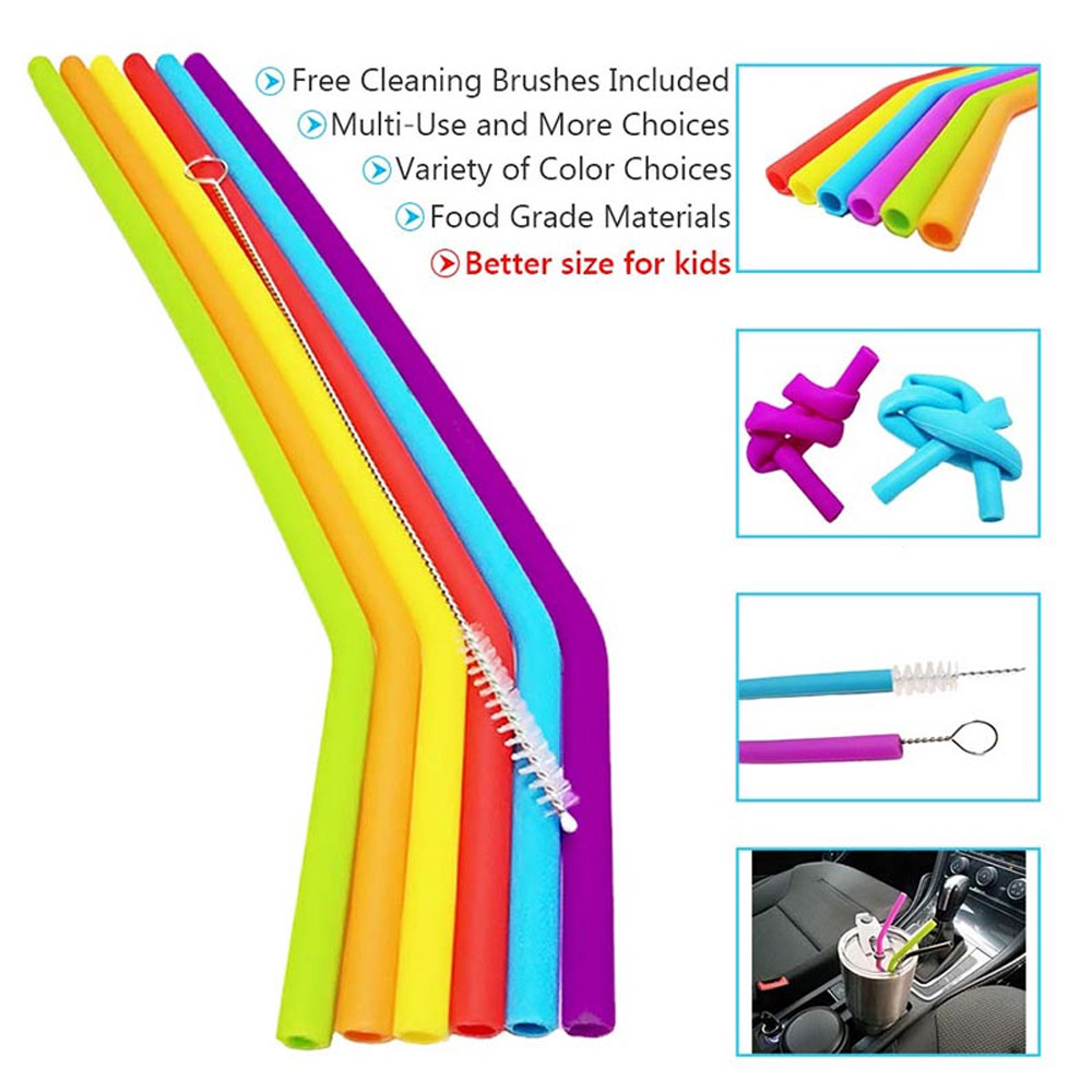 Reusable Silicone Straw Party Supplies (6 pcs) Reusable Silicone Straw Party Supplies (6 pcs)