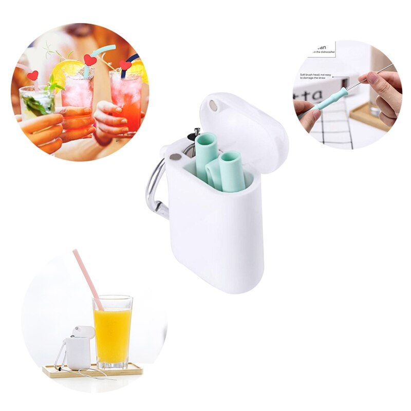 Reusable Silicone Straw with Case