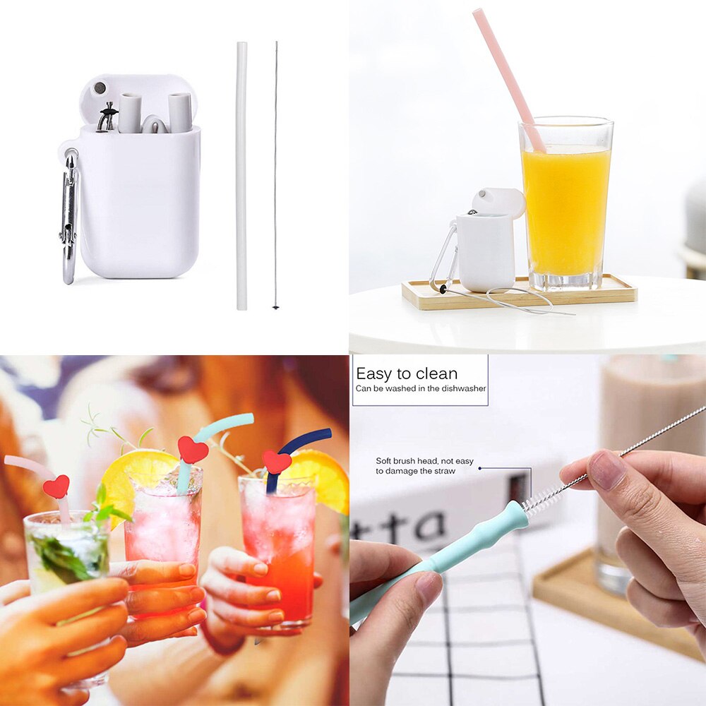 Reusable Silicone Straw with Case