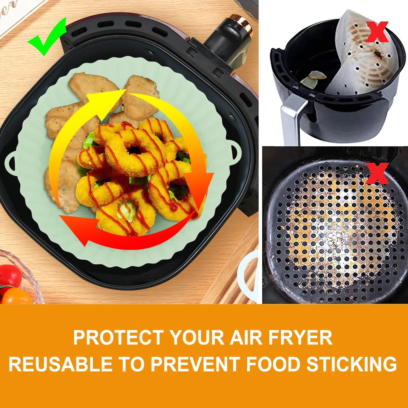 Reusable Silicone Tray for Air Fryer Reusable Silicone Tray for Air Fryer