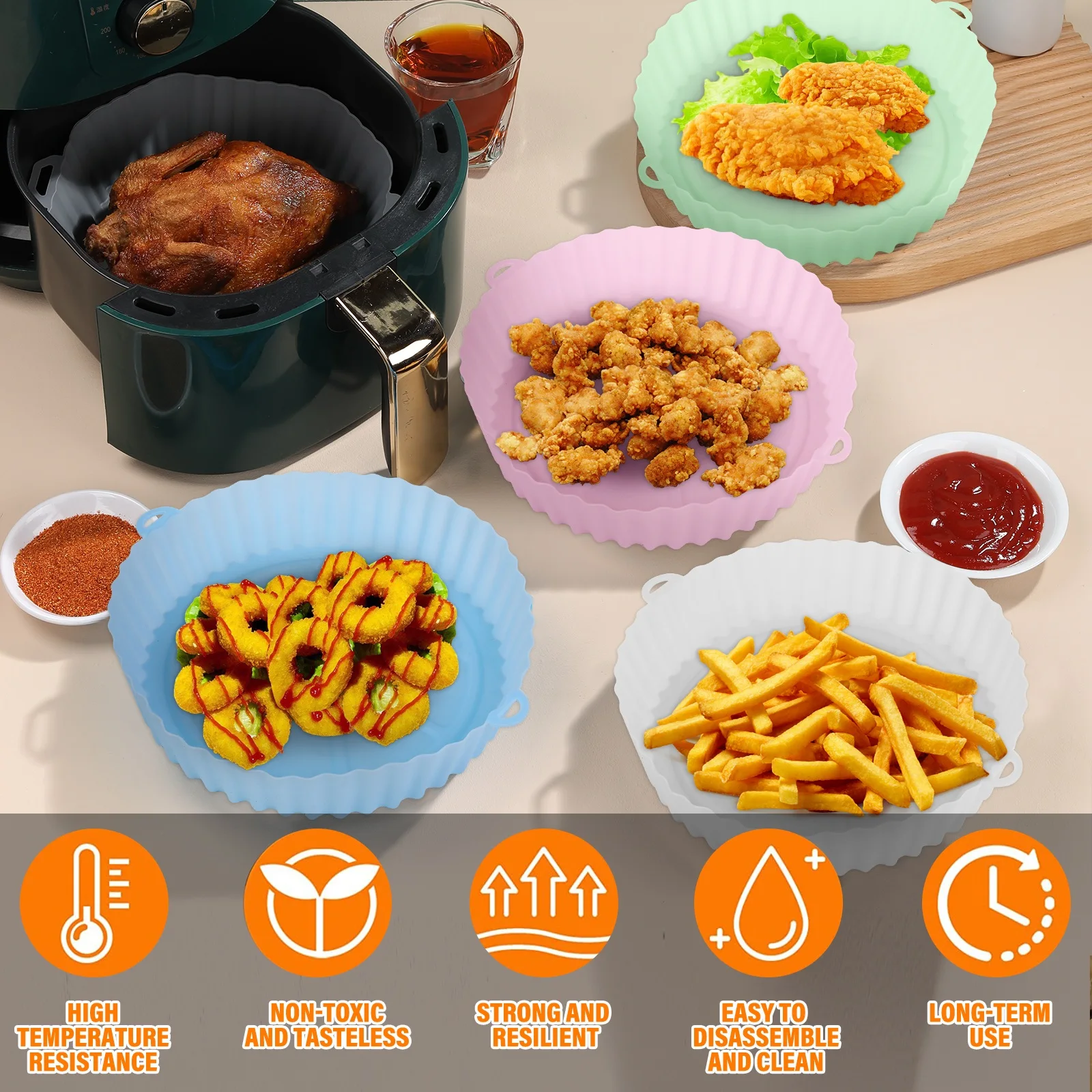 Reusable Silicone Tray for Air Fryer Reusable Silicone Tray for Air Fryer