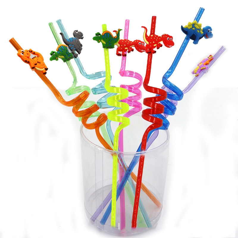 Reusable Spiral Straws with Dino Toppers (8 pcs) Reusable Spiral Straws with Dino Toppers (8 pcs)