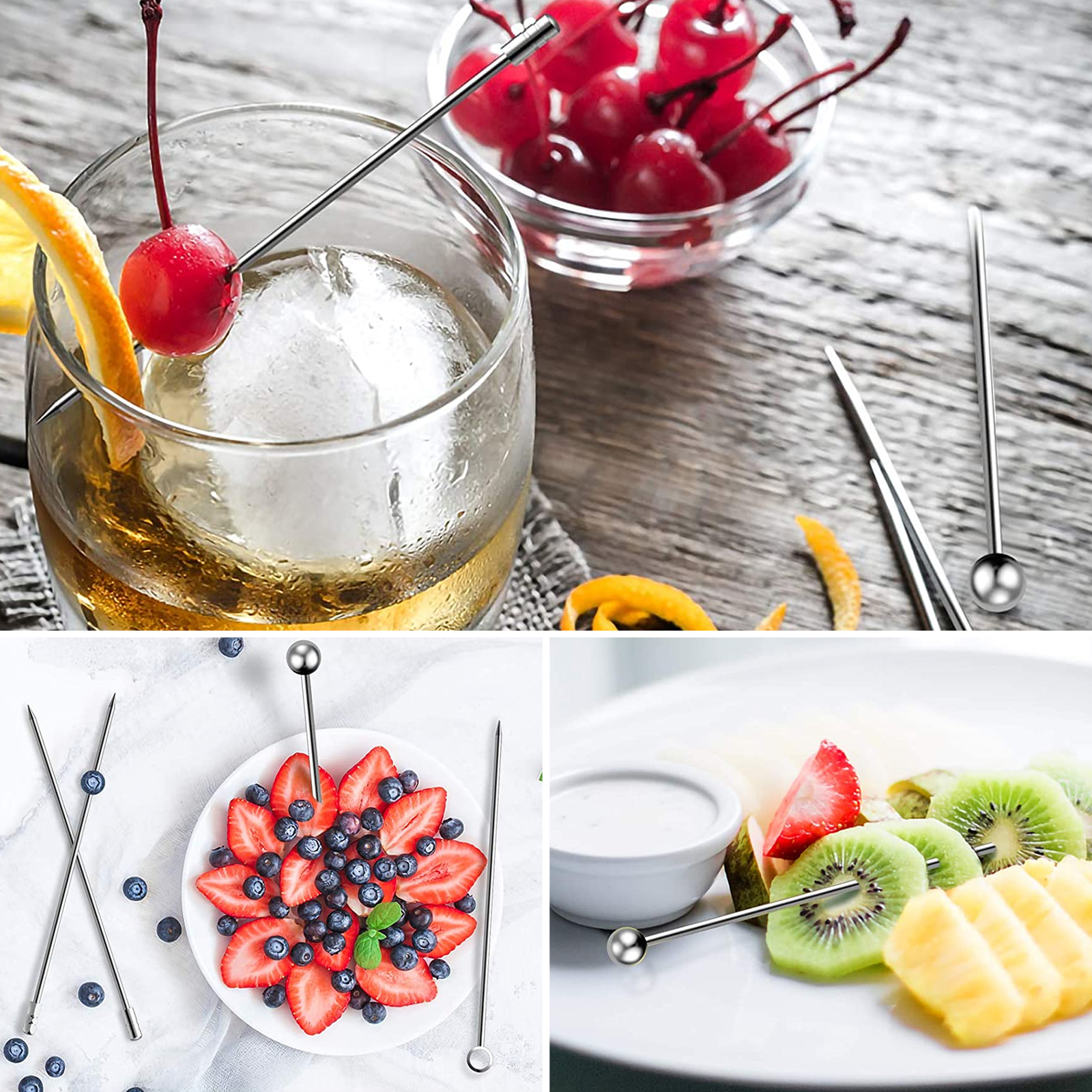 Reusable Stainless Steel Cocktail Picks (10pcs)