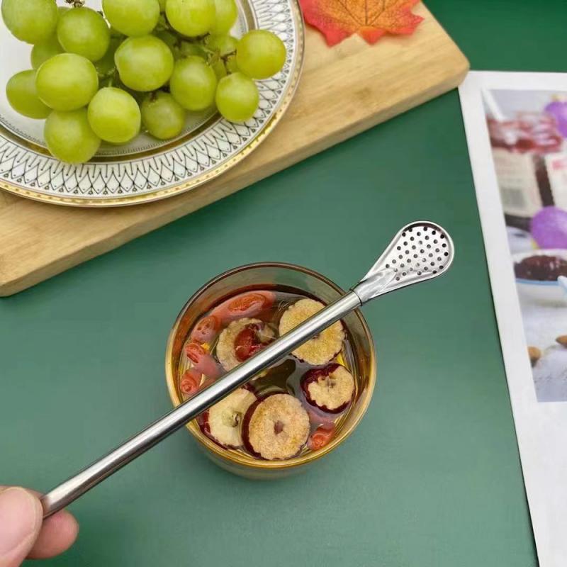 Reusable Steel Tea Straw with Filter Spoon Reusable Steel Tea Straw with Filter Spoon