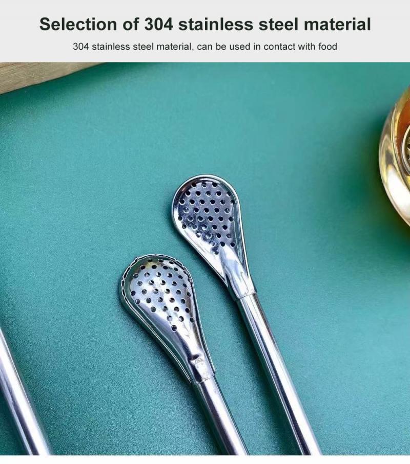 Reusable Steel Tea Straw with Filter Spoon Reusable Steel Tea Straw with Filter Spoon