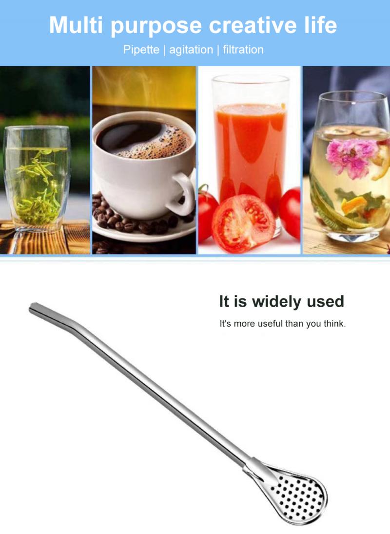 Reusable Steel Tea Straw with Filter Spoon Reusable Steel Tea Straw with Filter Spoon