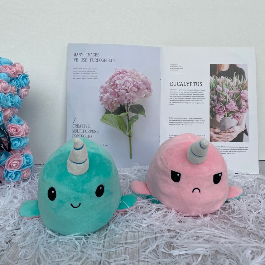 Reversible Mood Plush Ocean Animal Toy