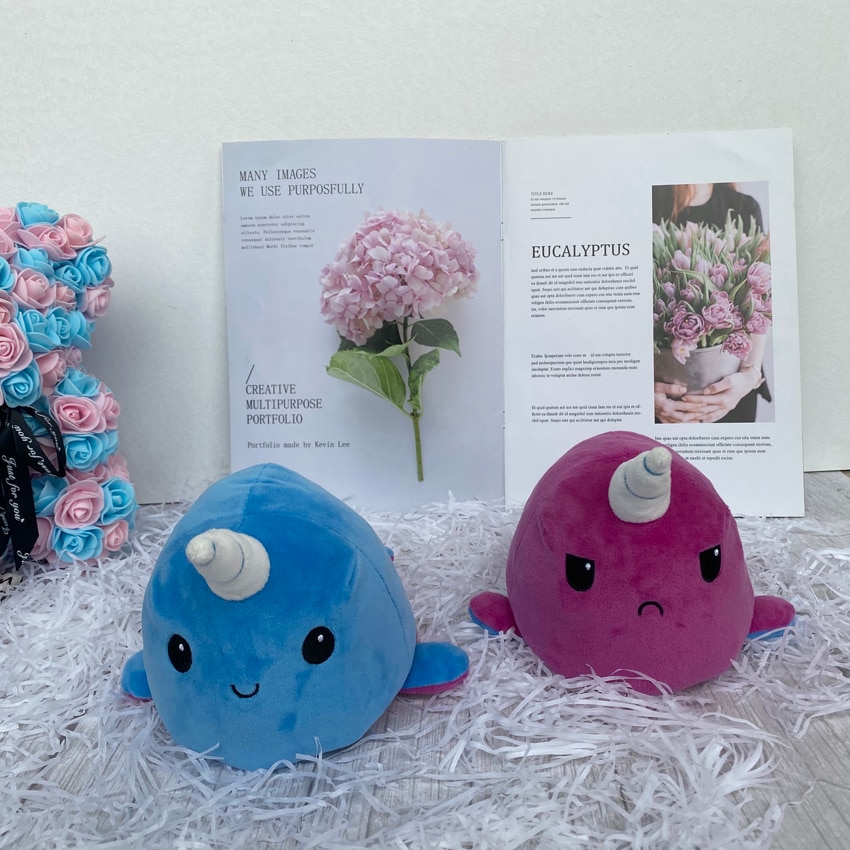 Reversible Mood Plush Ocean Animal Toy