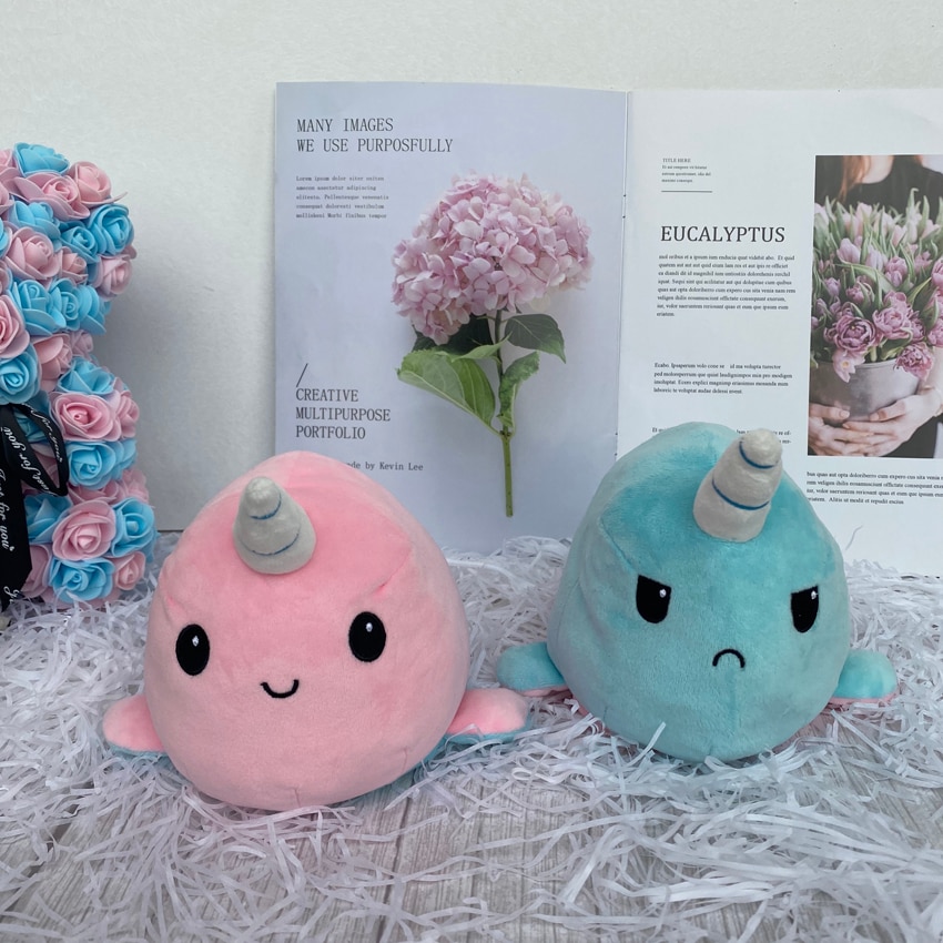 Reversible Mood Plush Ocean Animal Toy