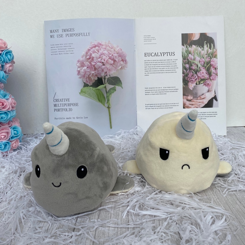 Reversible Mood Plush Ocean Animal Toy