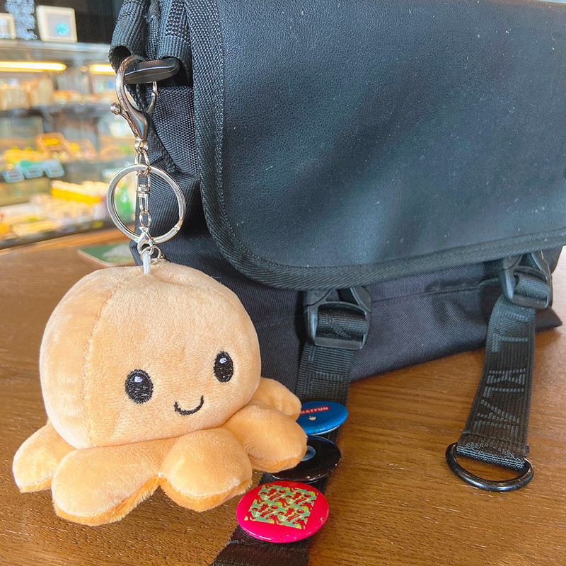 Reversible Plush Mood Octopus Keychain