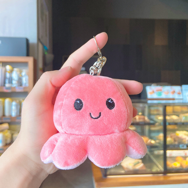 Reversible Plush Mood Octopus Keychain