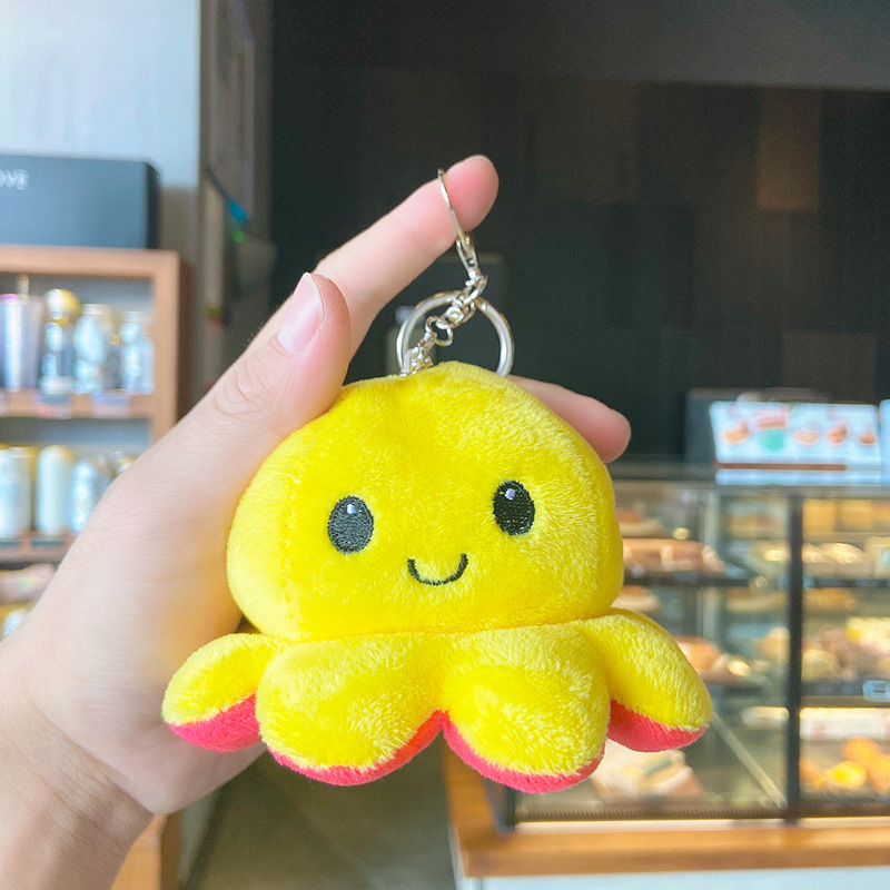 Reversible Plush Mood Octopus Keychain