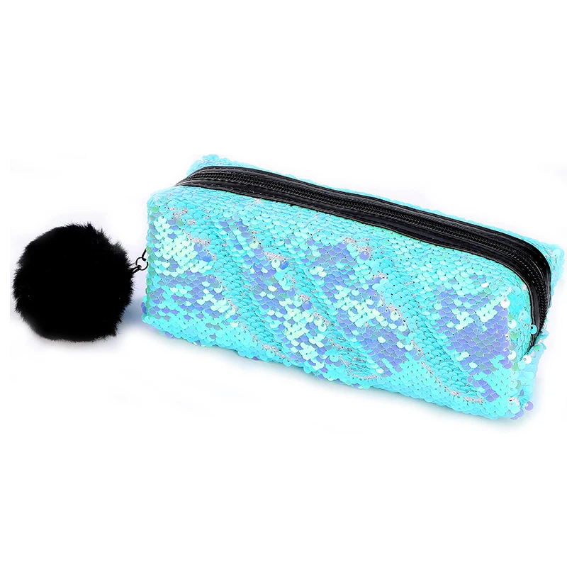 Reversible Sequin Pencil Case with Pompom