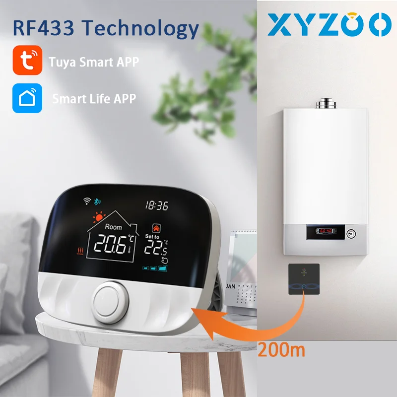 RF Wireless Thermostat Smart WiFi Floor Heating For Gas Boiler Battery Powered Tuya Temperature Controller Receiver