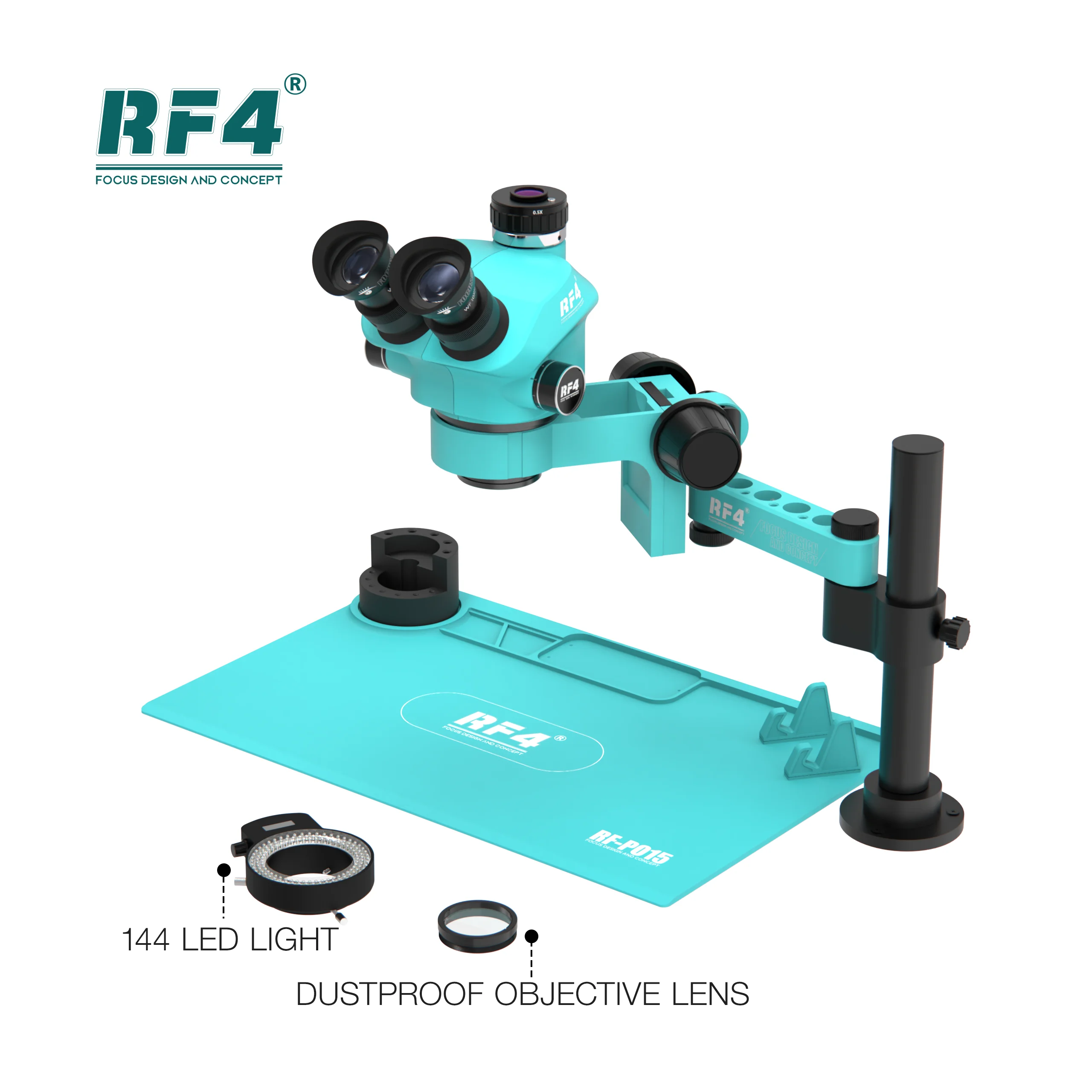 RF4 6 Speed Precise Locking Magnification Zoom ，360 ° Rotation Adjustable Swing Arm Universal Stereo Microscope