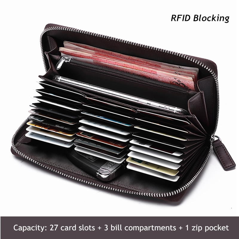 RFID Blocking Wallet Men's Long Purse RFID Blocking Wallet Men's Long Purse