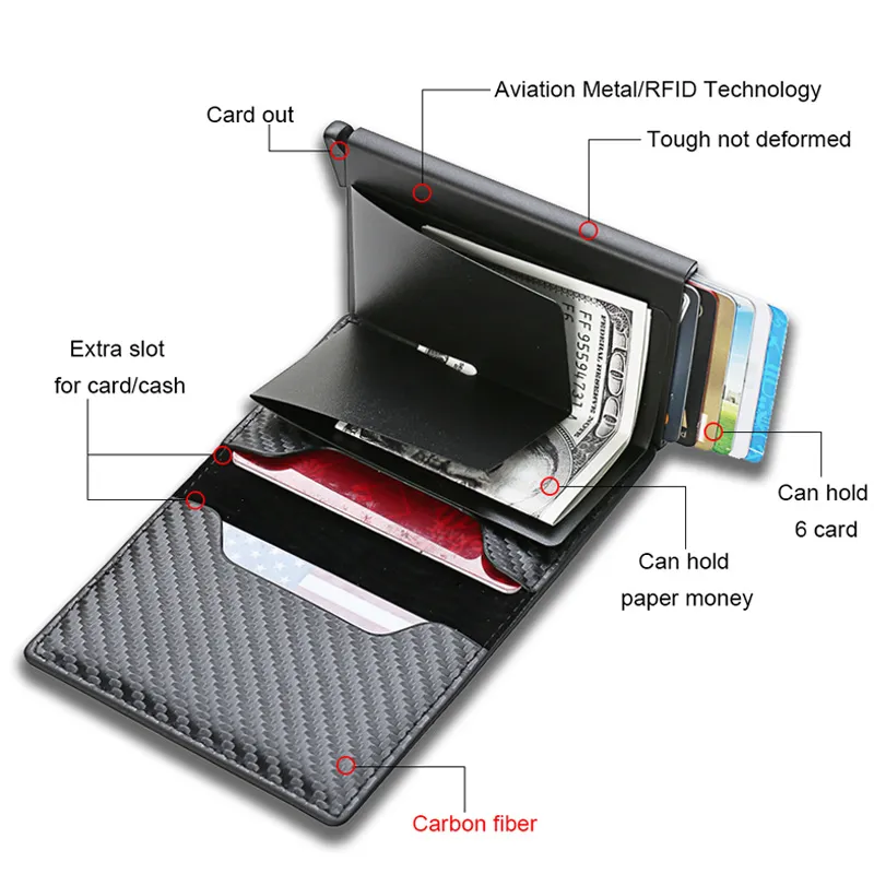 RFID Card Holder Wallet Slim Aluminum Men Wallet ID Credit Card Holder Bank Card