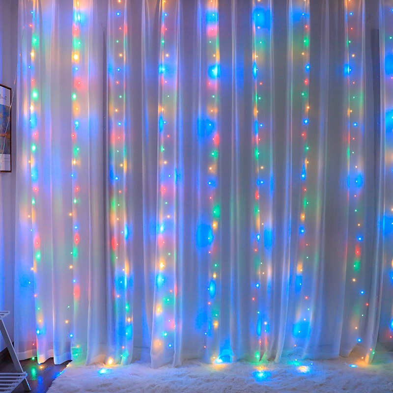RGB Curtain LED Light Christmas Decoration 3x1m Remote Control Holiday Home Bedroom Outdoor Wedding Fairy Garland Lamp