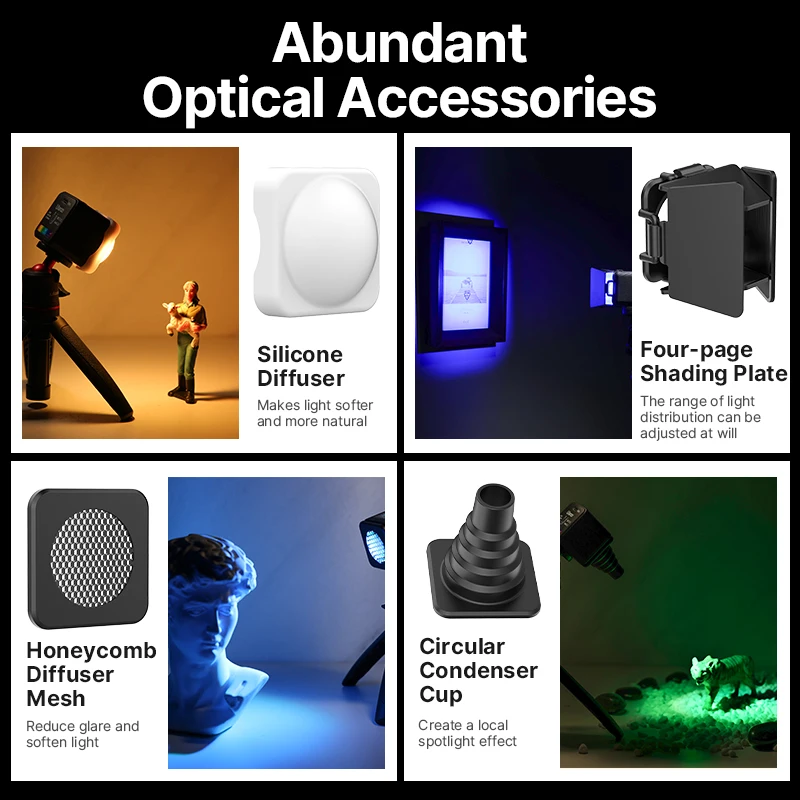 RGB Mini COB Video Camera Light Dimmable 360° Full Color Light with Diffuser Honeycomb Photography for DSLR Camera RGB Mini COB Video Camera Light Dimmable 360° Full Color Light with Diffuser Honeycomb Photography for DSLR Camera