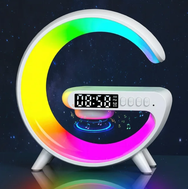 RGB Night Light Lamp Multifunction Alarm Clock TF Blueotooth Speaker 15W Wireless Charger Station Pad