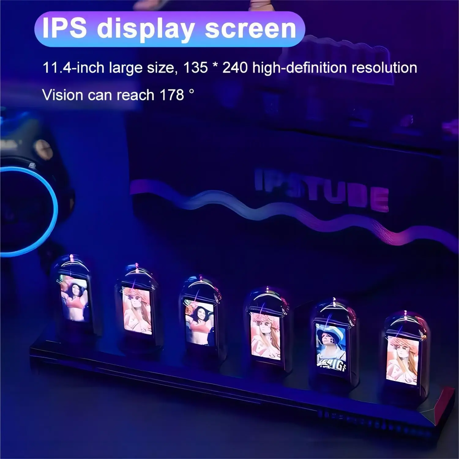 RGB Nixie Tube Clock LED Glows IPS Color Screen DIY Analog Digital Tube Night lights Gaming Desktop Home Decoration RGB Nixie Tube Clock LED Glows IPS Color Screen DIY Analog Digital Tube Night lights Gaming Desktop Home Decoration