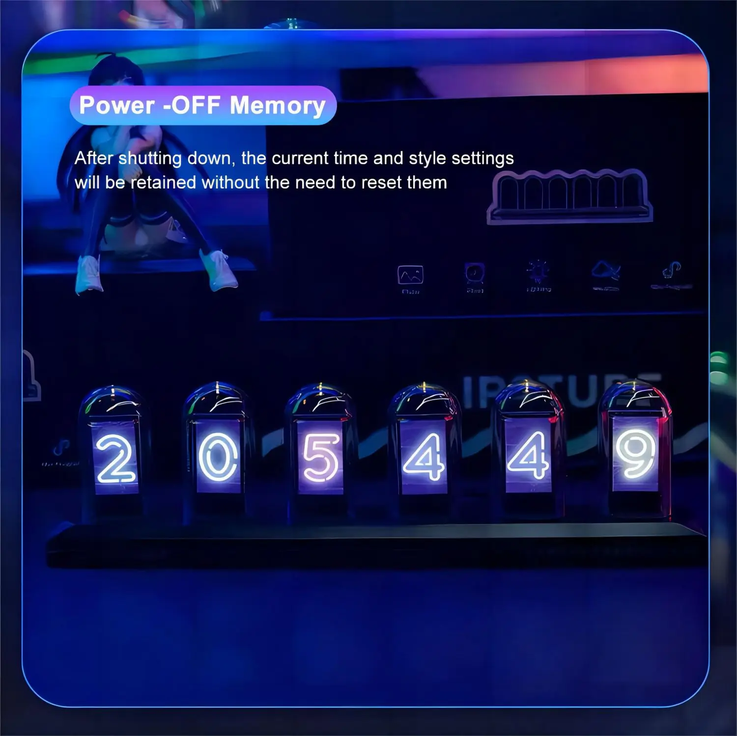 RGB Nixie Tube Clock LED Glows IPS Color Screen DIY Analog Digital Tube Night lights Gaming Desktop Home Decoration RGB Nixie Tube Clock LED Glows IPS Color Screen DIY Analog Digital Tube Night lights Gaming Desktop Home Decoration