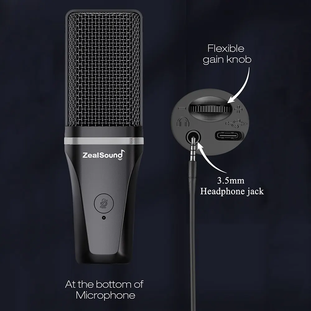 RGB Recording Microphone With Articulated Arm/USB Condenser Mic with Tripod For Gaming Podcasting Streaming Youtube