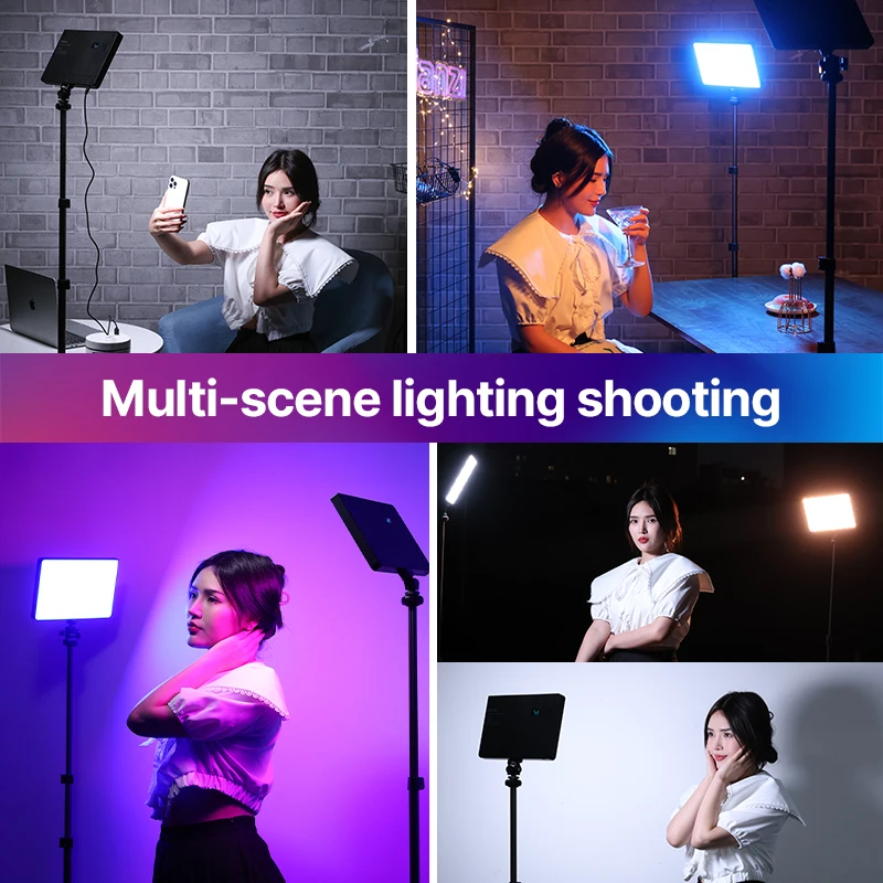 RGB Video Light Full Color Panel Light 8000mAh Dimmable 2500-9000K CRI 95+ Photo Studio Lamp 266 Beads Livestream