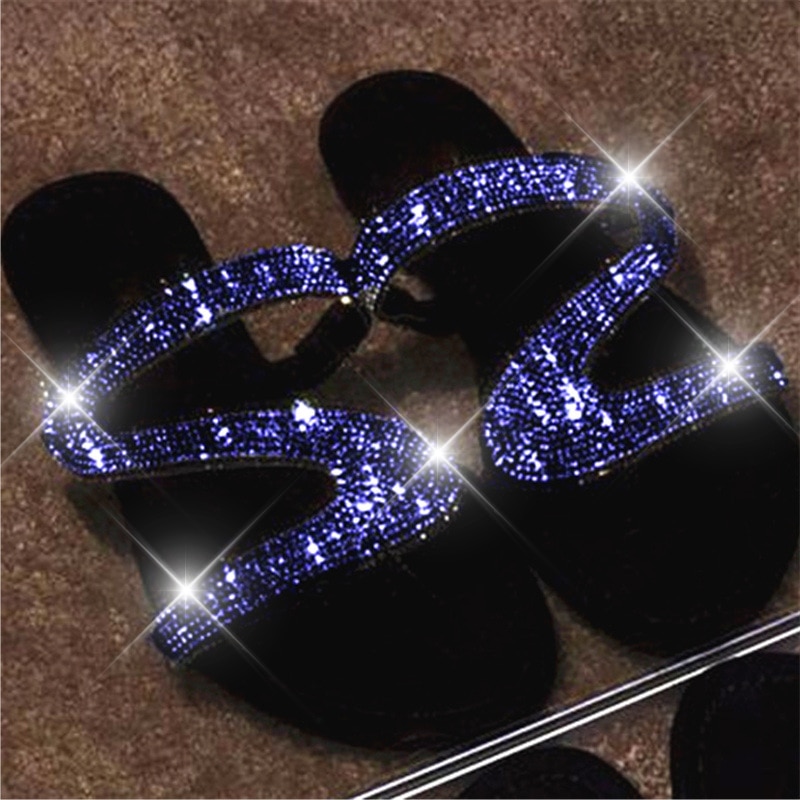 Rhinestone Flat Sandals Slip-On Footwear Rhinestone Flat Sandals Slip-On Footwear