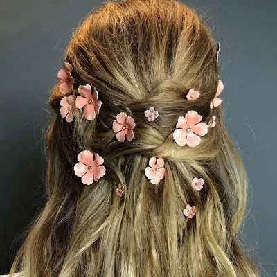 Rhinestone Floral Hair Pins (5pcs)