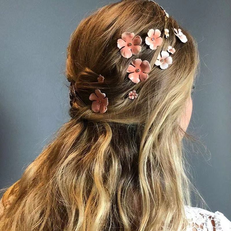 Rhinestone Floral Hair Pins (5pcs)