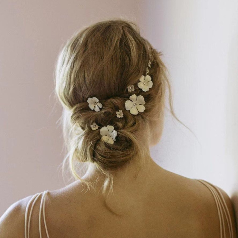 Rhinestone Floral Hair Pins (5pcs)