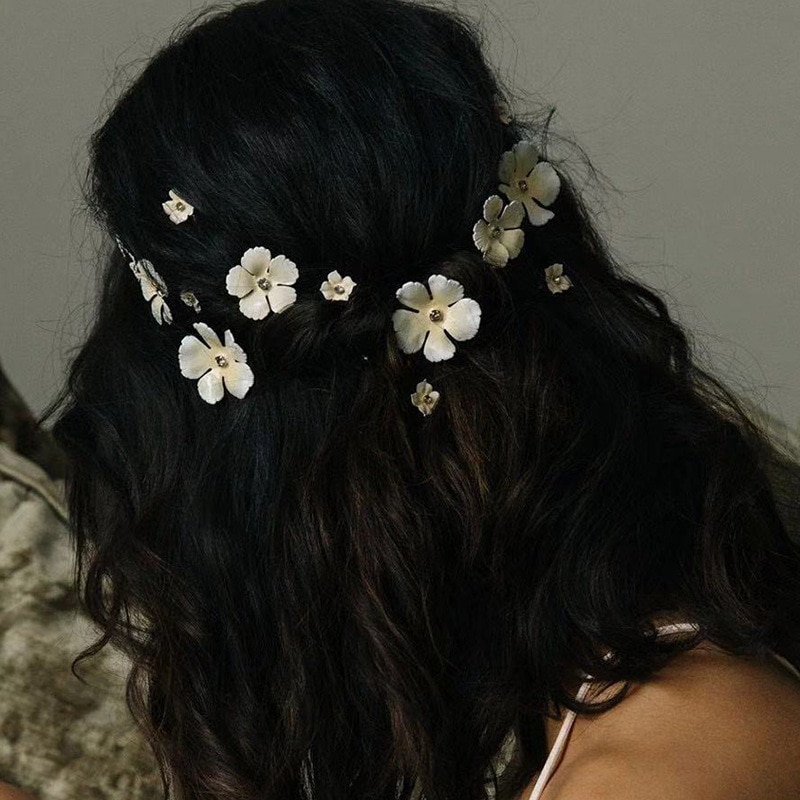 Rhinestone Floral Hair Pins (5pcs)